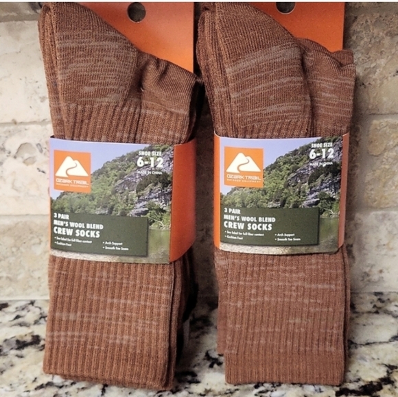 Ozark Trail Men's Wool Blend Crew Socks 2-Pack Bundle - Picture 1 of 7